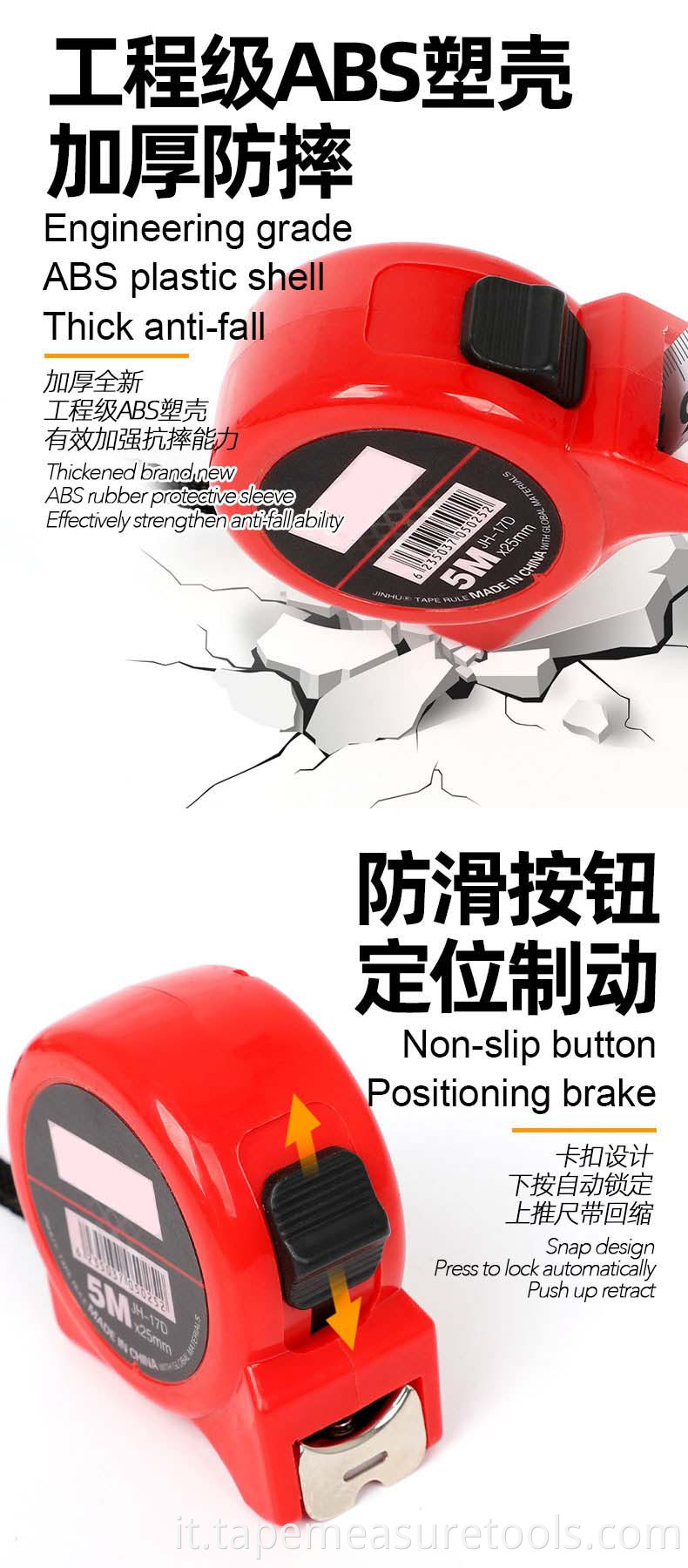 Probon Red Series 3M5M7.5M10m Metro a nastro in acciaio Logo personalizzato